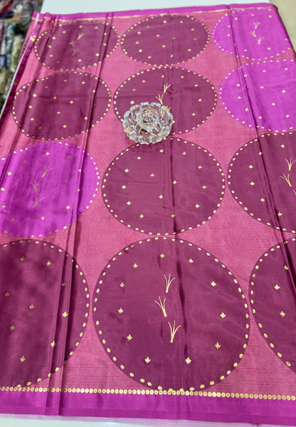 Japan satin saree for women with position print pallu and blouse, soft satin printed saree for festive and casual wear