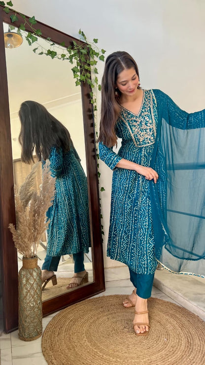 Kurtis Exclusive - Summer Collection Premium Reyon Anarkali Kurta Suit Set