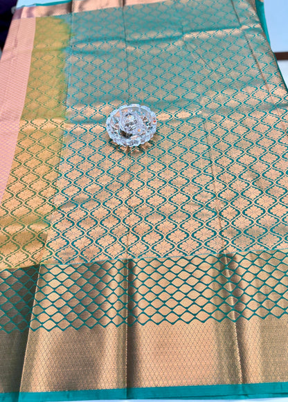 Kanchipuram Style Silk Saree with Rich Zari Border – Festive Wear