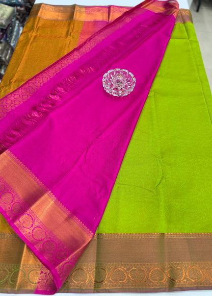Soft Silk Saree with Samutrika Weaving and Contrast Zari Border for Women – Lightweight Festive Wear Saree