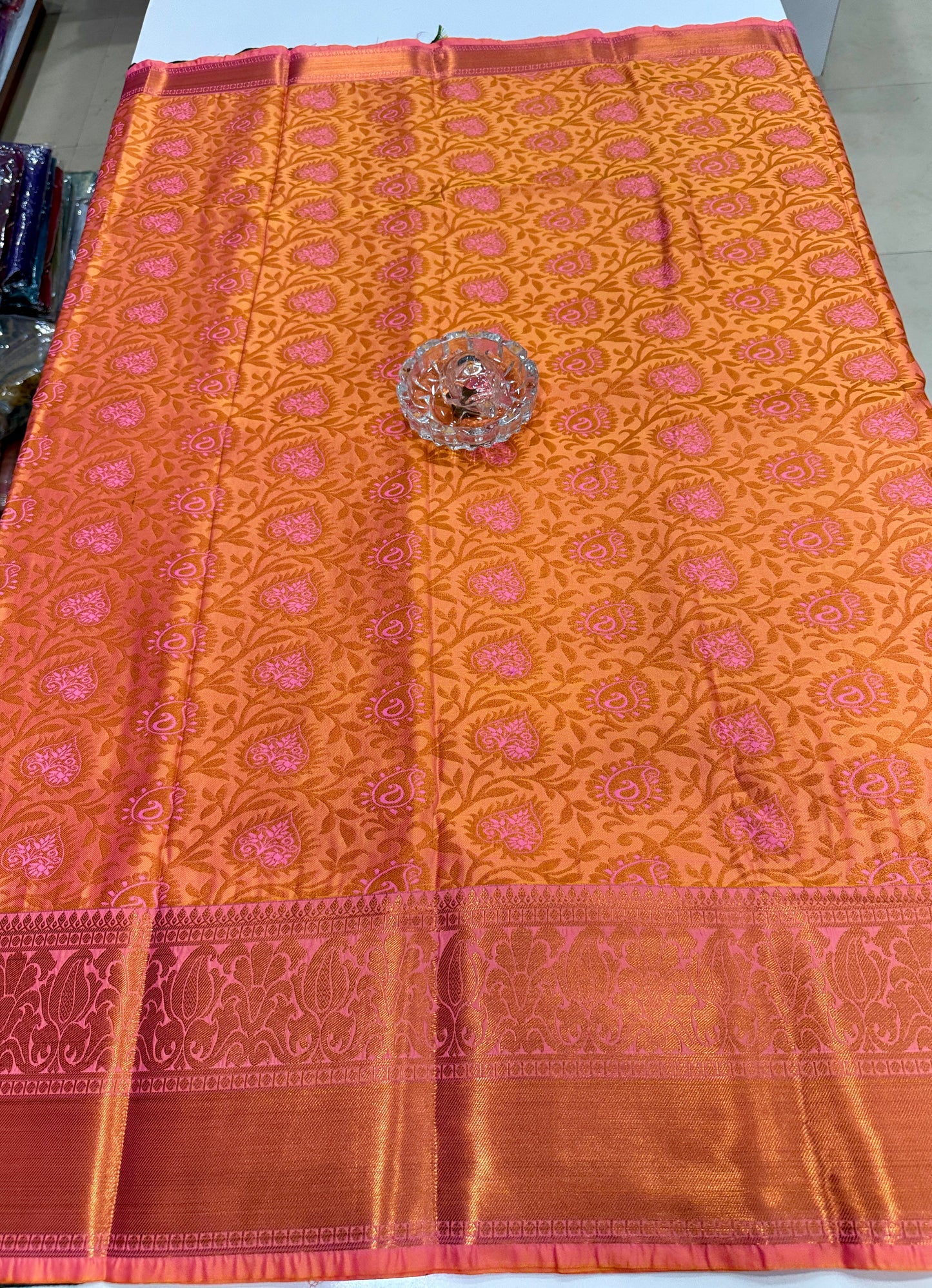 Bridal Soft Silk Saree with Jacquard Weaving & Contrast Border for Women