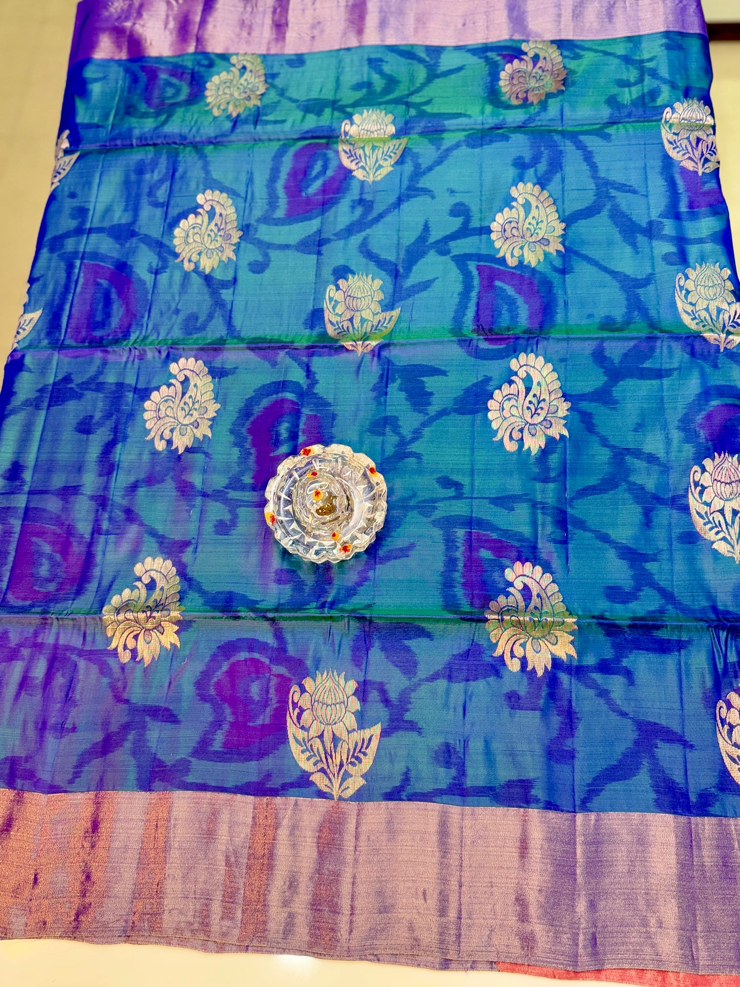 Pochampalli Printed Silk Saree with Satin Border and Blouse – Powerloom Weave for Women