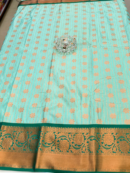 Kanchipuram Style Silk Saree with Rich Zari Border – Festive Wear