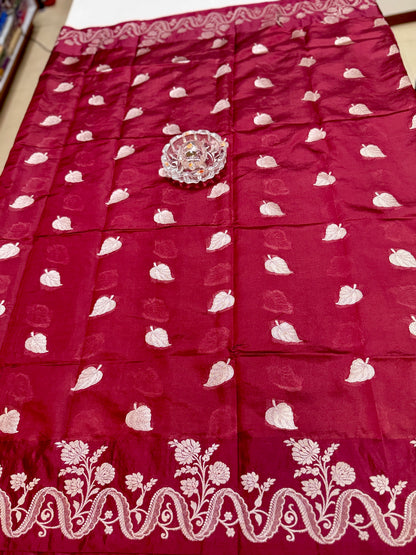 Pure Handloom Banarasi Raw Mango Silk Saree with Kaduwa Resham Zari and Silk Mark Certified Blouse