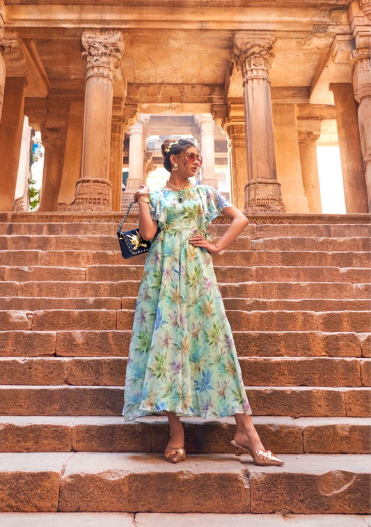 Premium Chiffon Floral One-Piece Dress – Women’s Summer Wear (L to 3XL)
