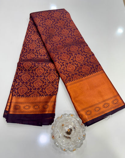 Bridal Soft Silk Saree with Jacquard Weaving & Contrast Border for Women
