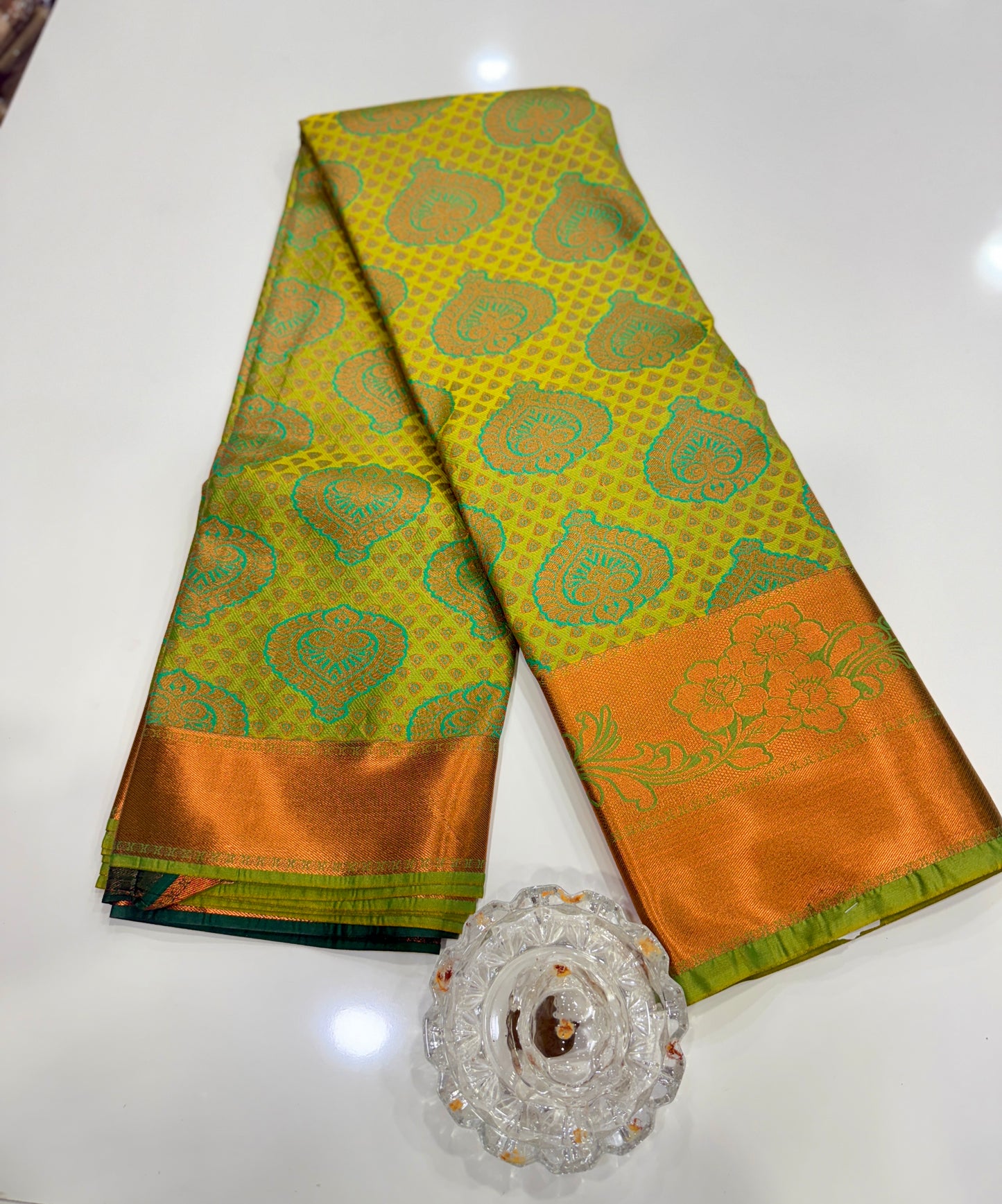 Bridal Soft Silk Saree with Jacquard Weaving & Contrast Border for Women