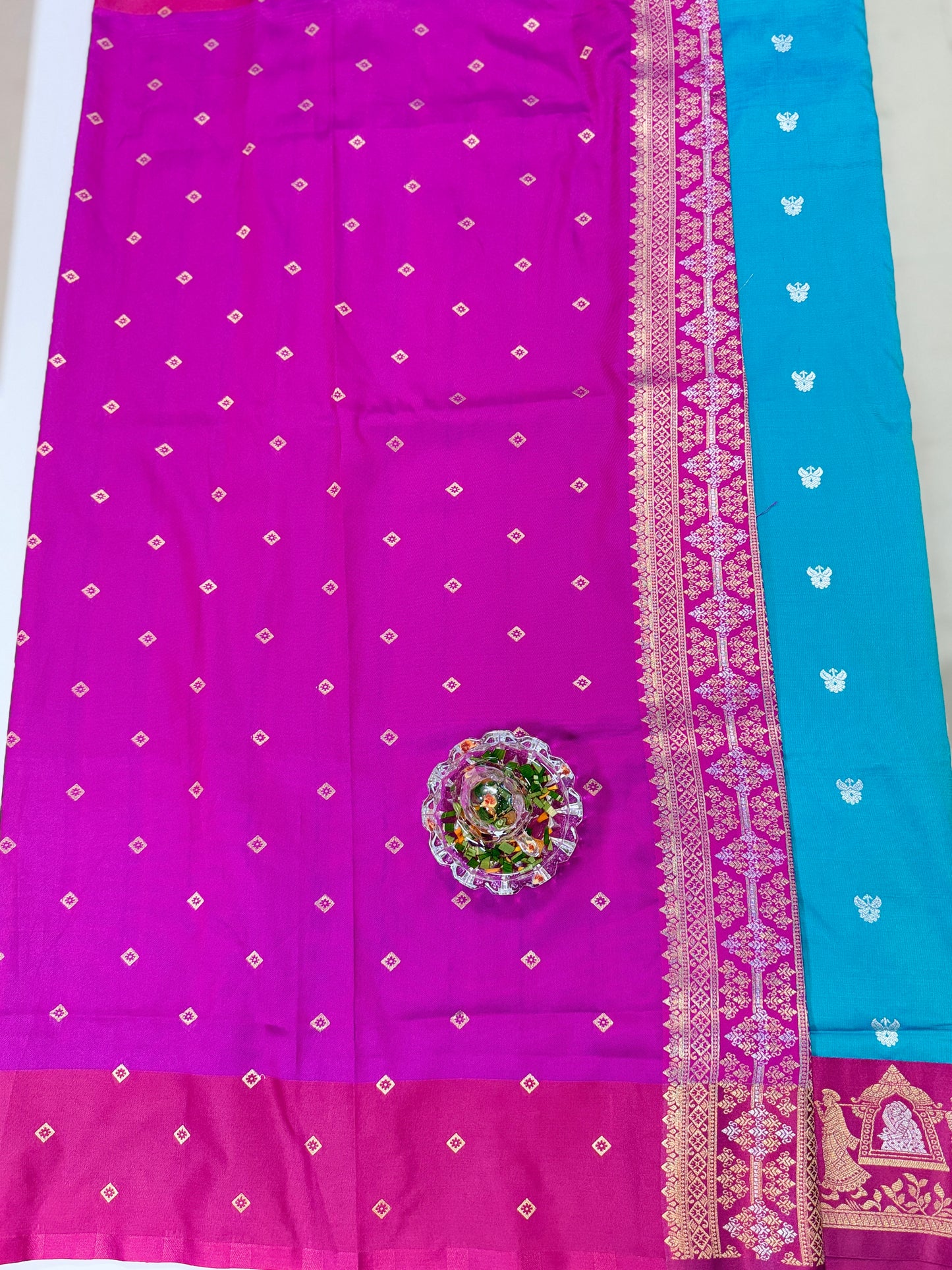 Mashru silk saree with Sindhu Ghaat zari weaving and blouse piece for women