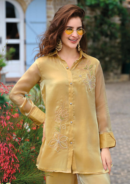 Viscose Silk Co-ord Set with Handwork Top and Culotte Pants – Women’s Festive and Casual Wear