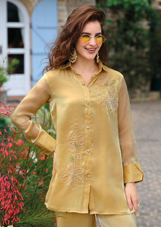 Viscose Silk Co-ord Set with Handwork Top and Culotte Pants – Women’s Festive and Casual Wear