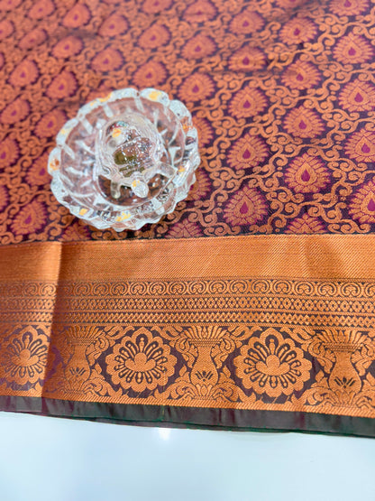 Bridal Soft Silk Saree with Jacquard Weaving & Contrast Border for Women