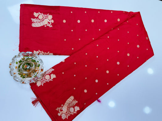Mashru silk saree with satin border and zari woven design for women