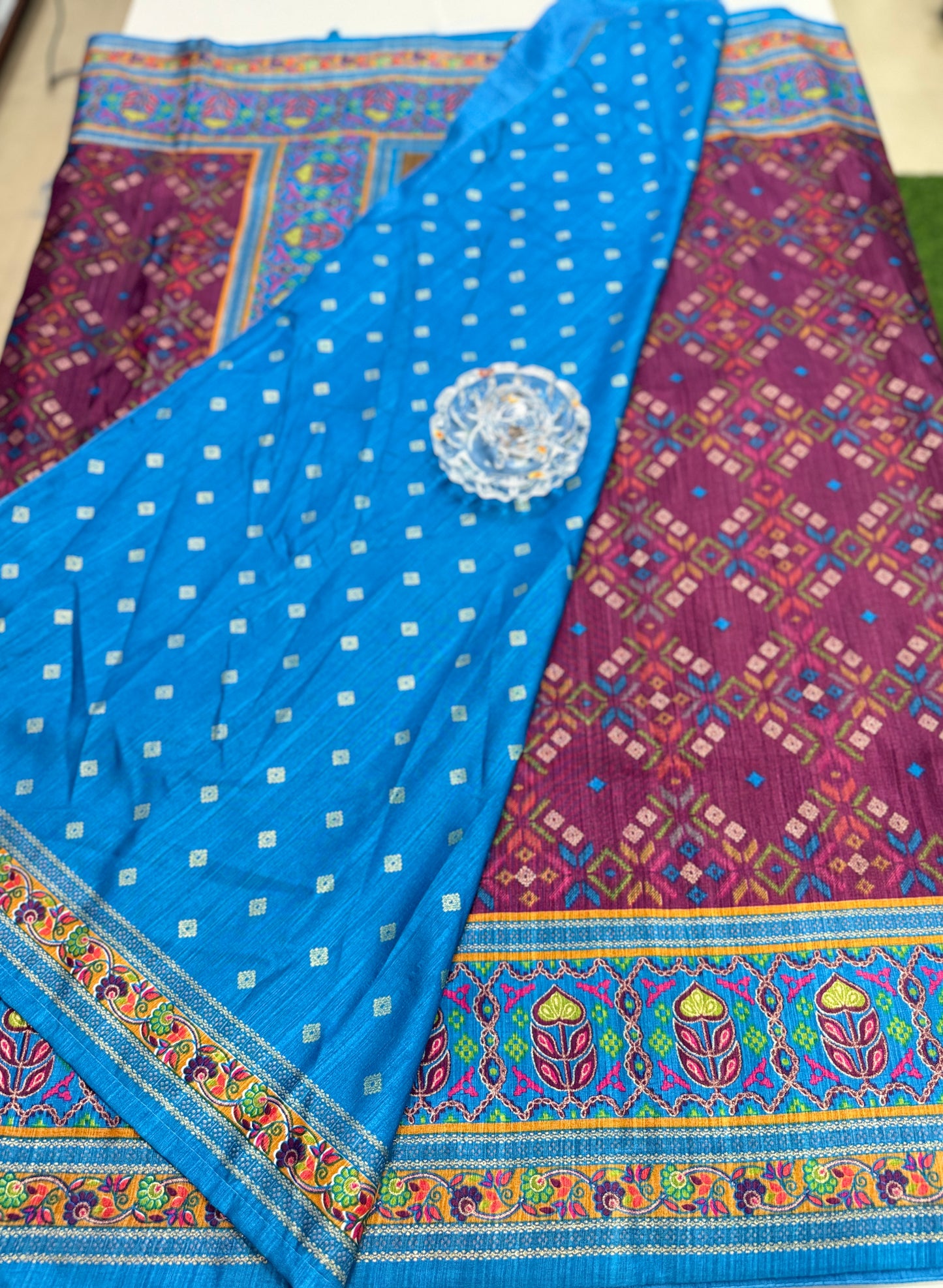 PV Silk Saree with HB Luxury Print and Gloss Finish – Party and Festival Wear Saree for Women