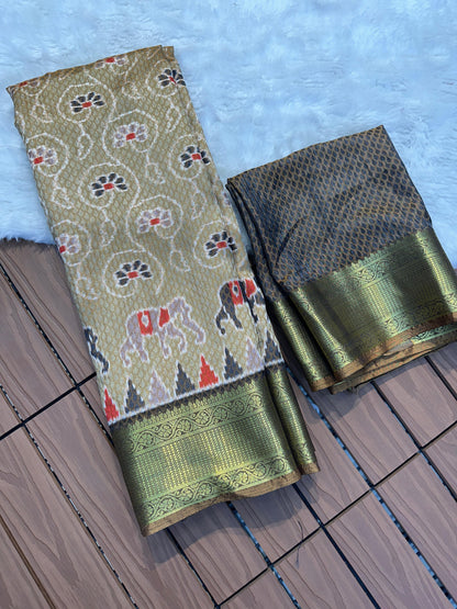 Premium Quality Spanish Ikkat Cotton Fabric With Hand Acid Print