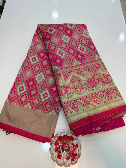 banarasi saree with zari weaving and embroidered silk blouse – ethnic festive wear for women