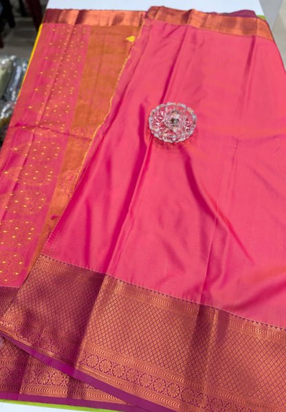 Dharmavaram Silk Saree with Intricate Meena Work and Blouse Piece for Women
