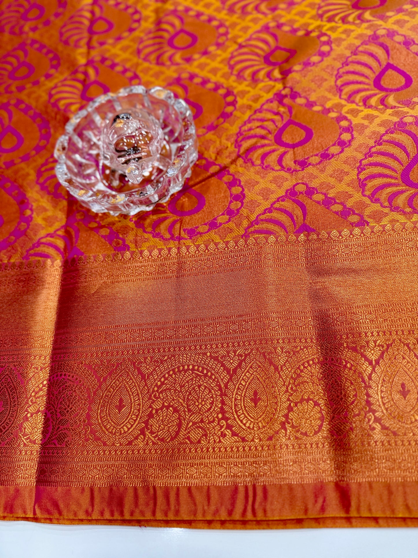 Bridal Soft Silk Saree with Jacquard Weaving & Contrast Border for Women
