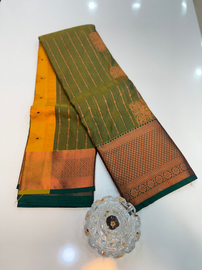 Dharmavaram Silk Saree with Intricate Meena Work and Blouse Piece for Women