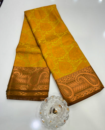 Bridal Soft Silk Saree with Jacquard Weaving & Contrast Border for Women
