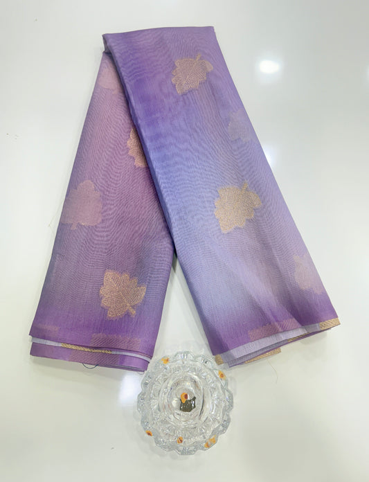 Soft Handloom style Silk Saree with Zari Leaf Weaving and Gradient Shading – Festive Wear Saree for Women