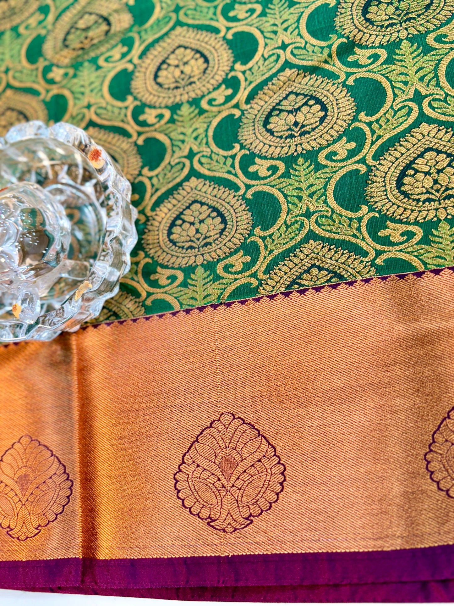 Bridal Kanchipuram Style Silk Saree with Rich Zari Border – Festive Wear