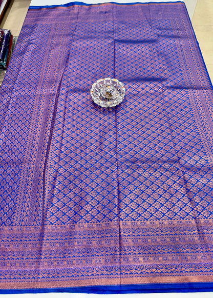 Bridal Soft Silk Saree with Jacquard Weaving & Contrast Border for Women
