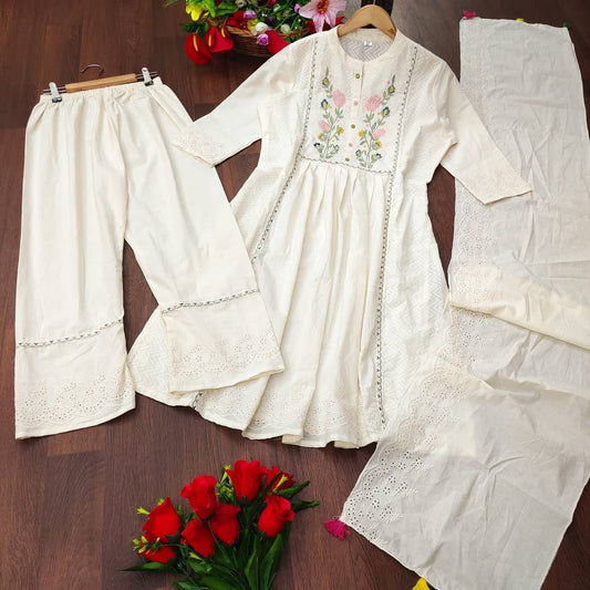 Cotton Dobby Shifley Kurta Pant Dupatta Set with MalMal Dupatta – Women’s Sizes M to XXL