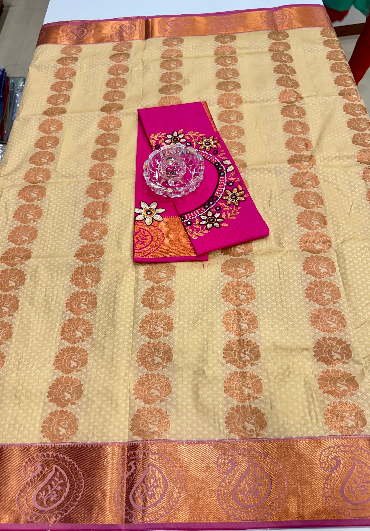Soft Silk Saree with Cutwork and Stone Embellishments for Women