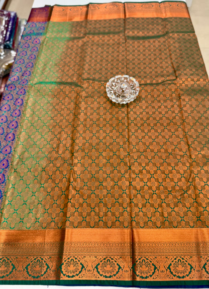Bridal Soft Silk Saree with Jacquard Weaving & Contrast Border for Women