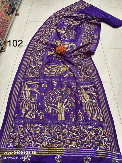 Elegance Redefined: The Blended Bangalore Silk Kathastitch Saree**