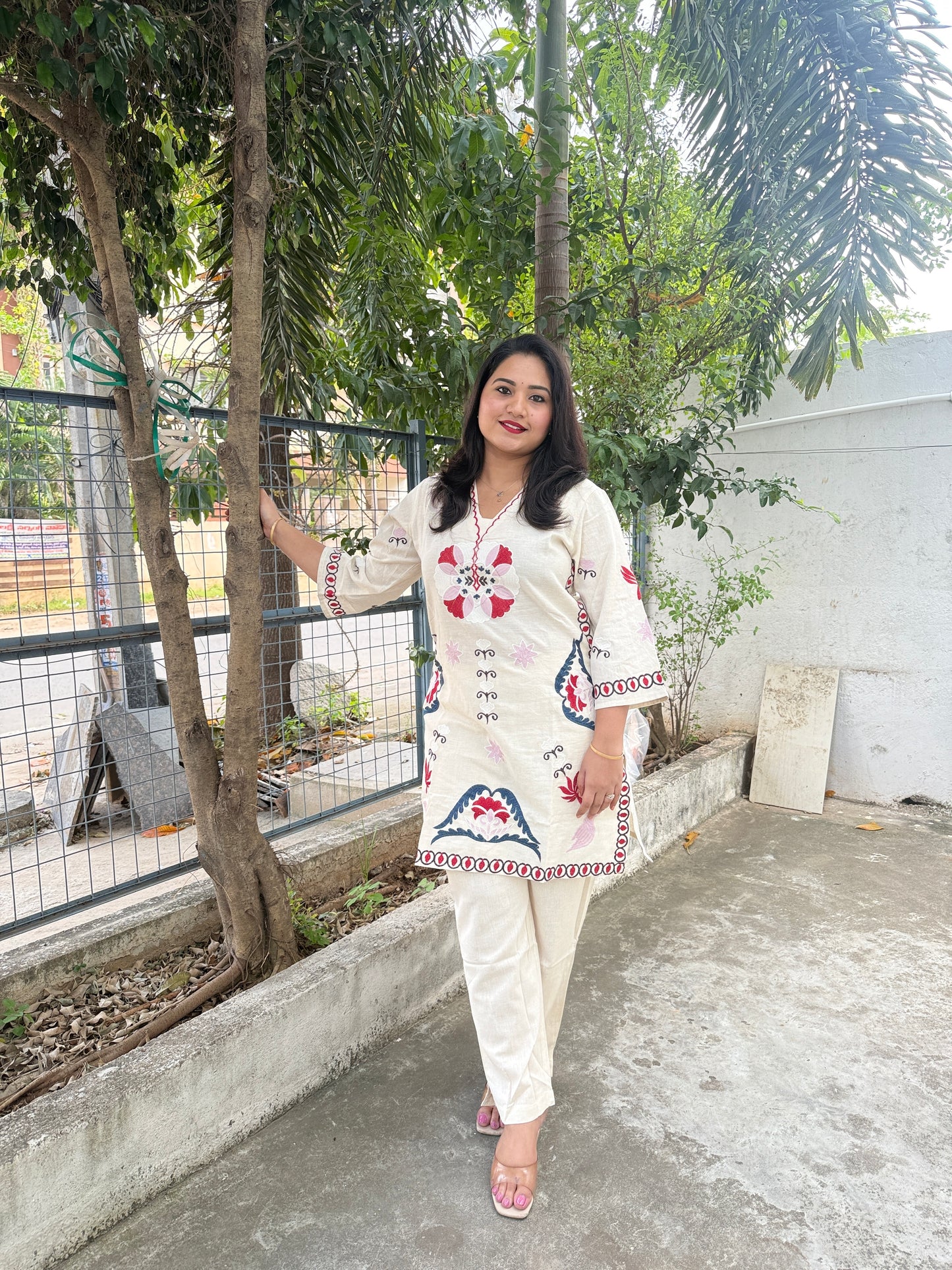 Women's Cotton Flex Embroidered Kurta Pant Set – Daily Wear (Sizes M to XXL)