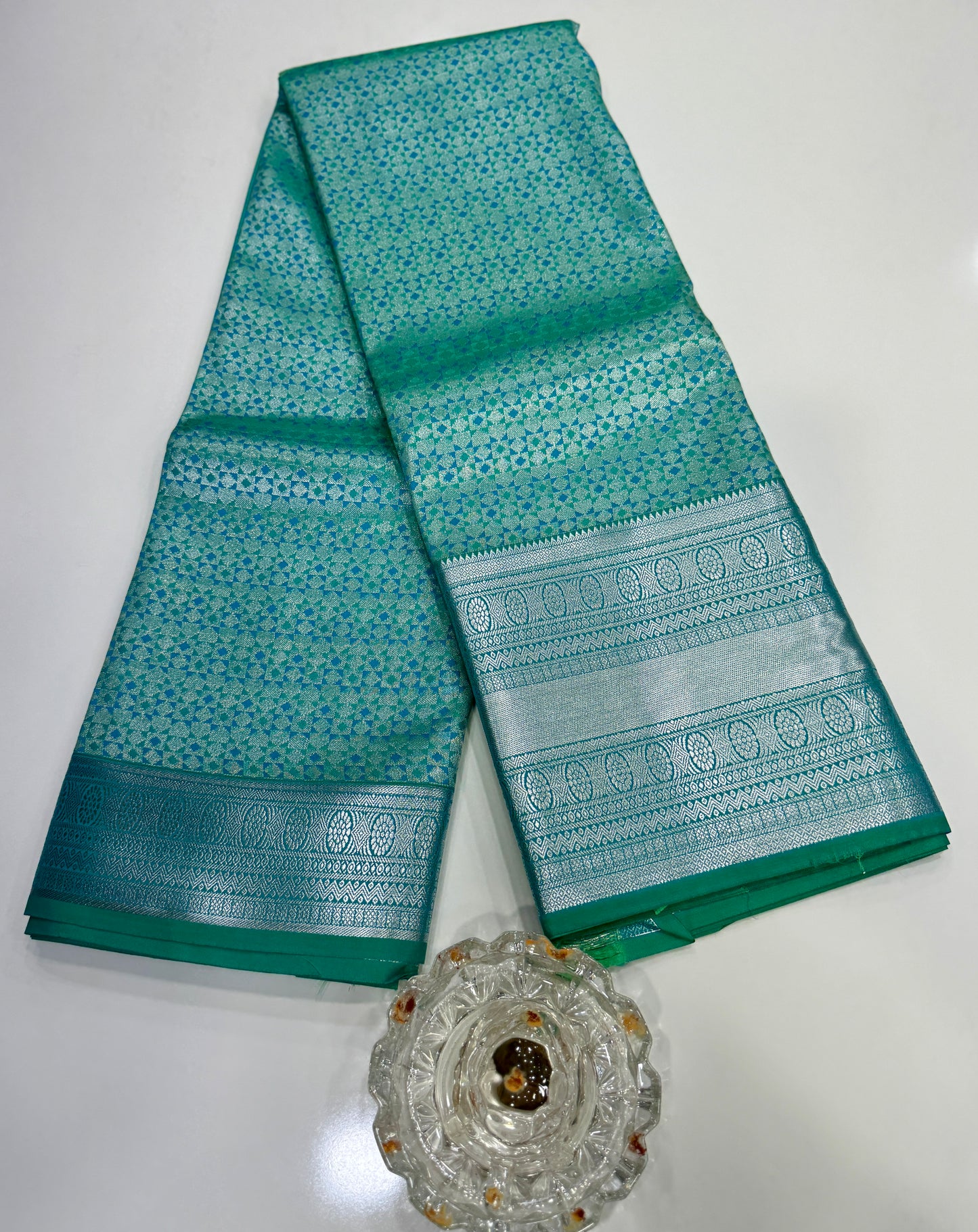 Traditional Kanchipuram Style Silk Saree for Women with Zari Border and Blouse Piece | Power-loom Woven Saree
