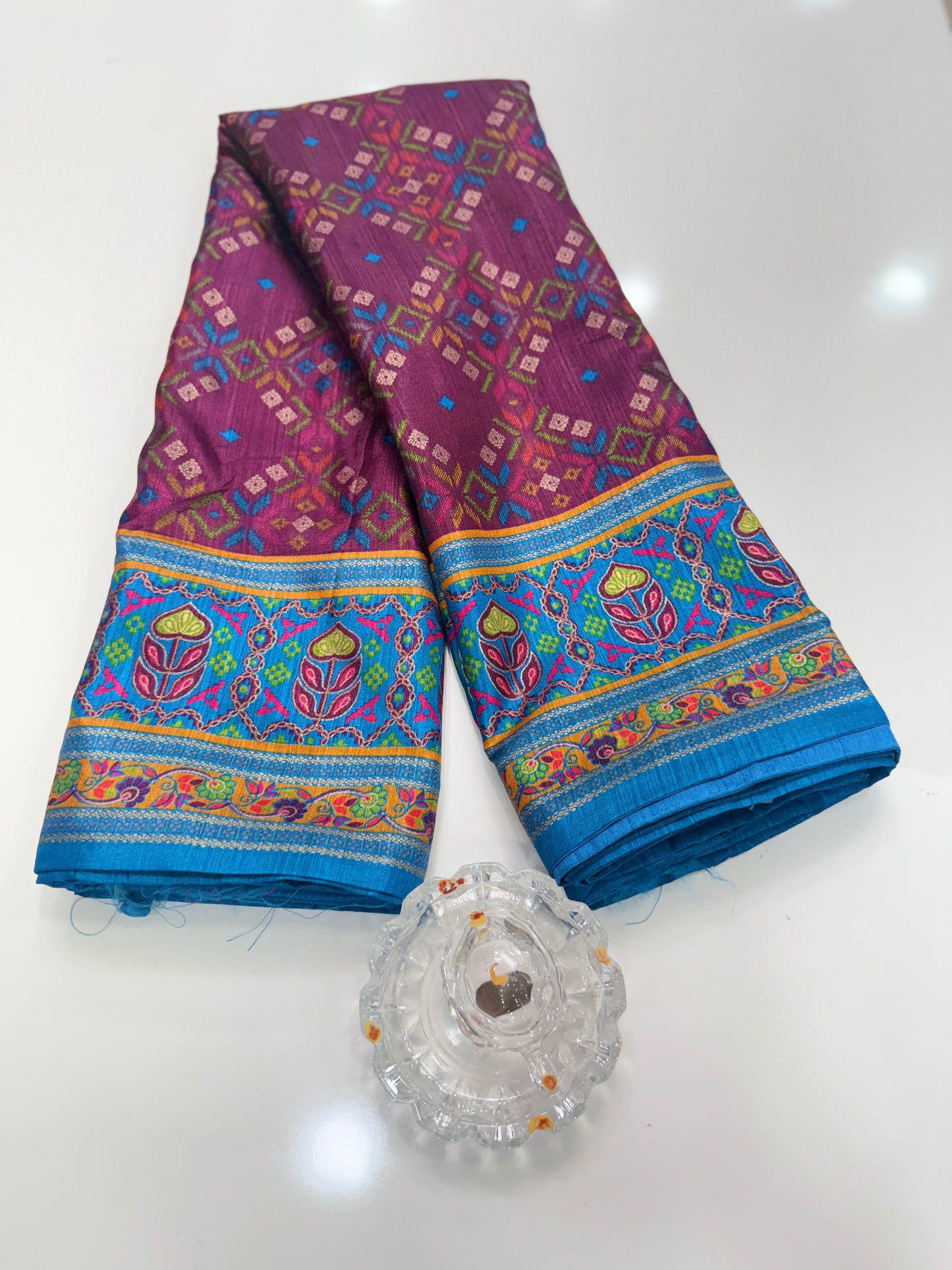 PV Silk Saree with HB Luxury Print and Gloss Finish – Party and Festival Wear Saree for Women