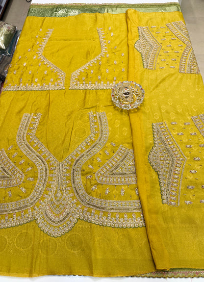Premium Viscose Silk Saree with Heavy Embroidered Designer Blouse – Wedding and Bridal Wear