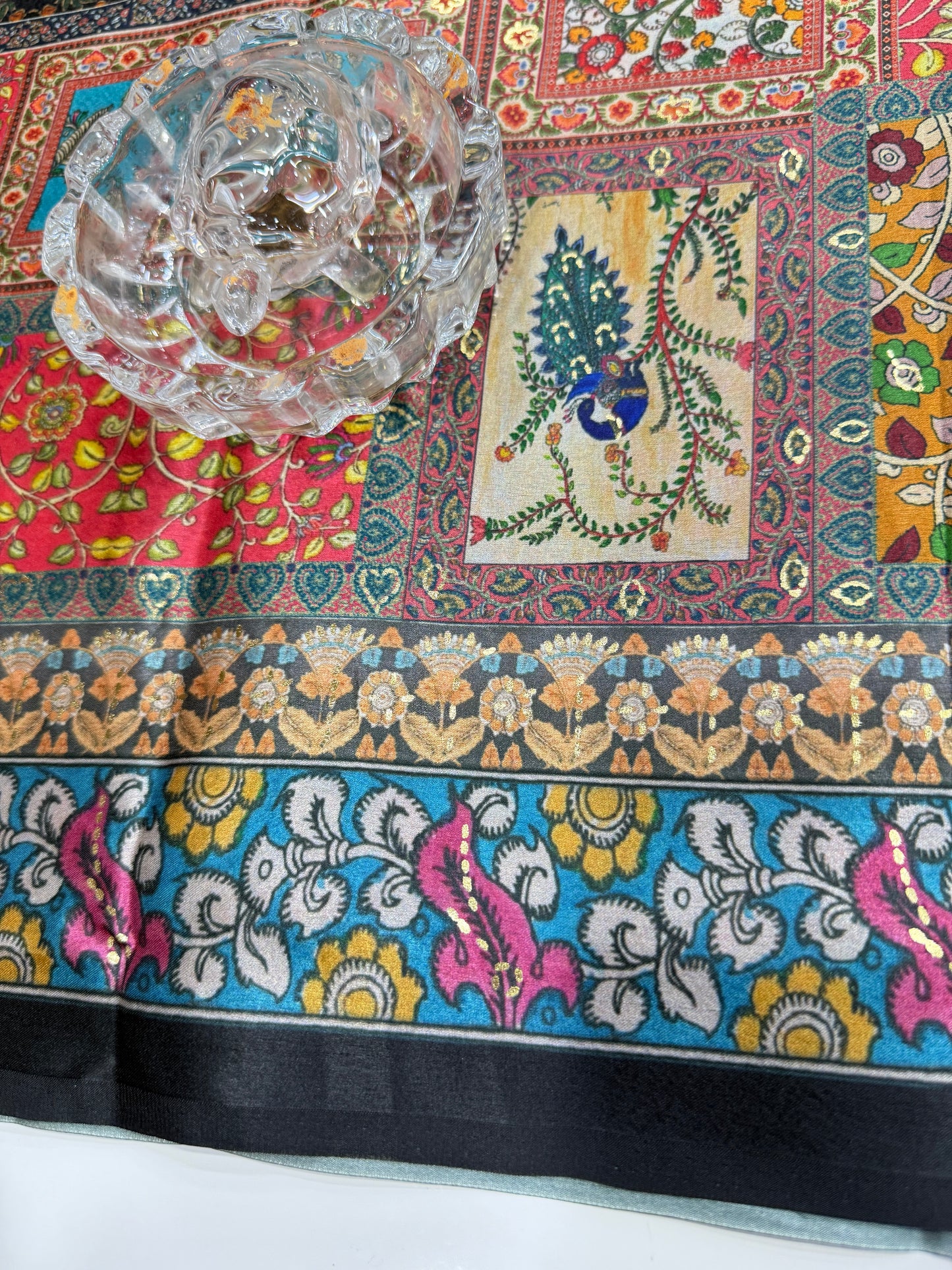 Japan satin saree for women with position print pallu and blouse, soft satin printed saree for festive and casual wear