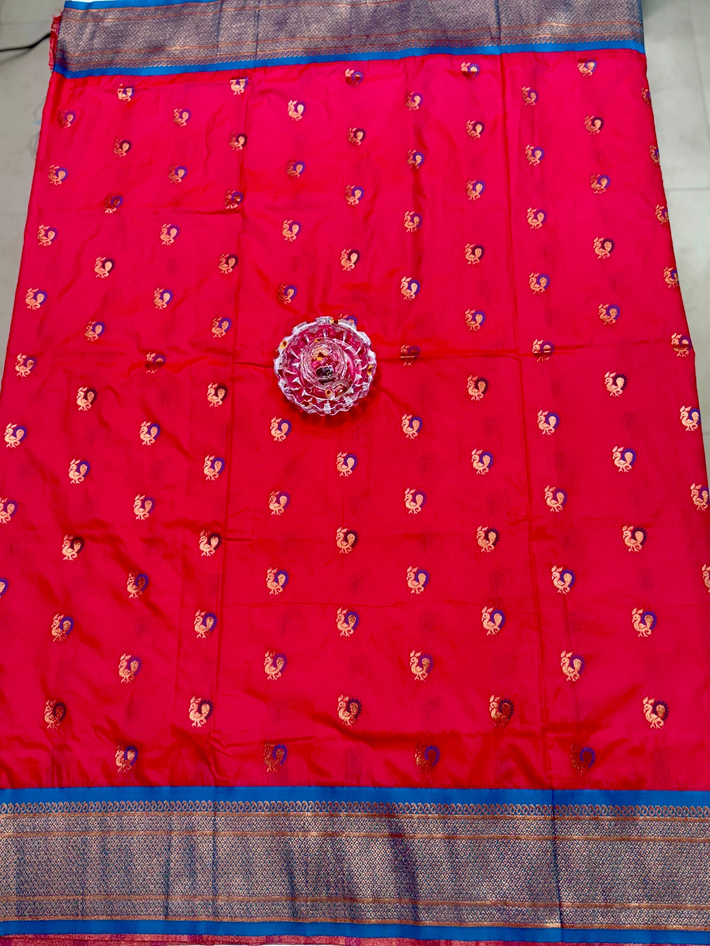 Paithani Soft Silk Saree with Zari Weaving and Contrast Blouse