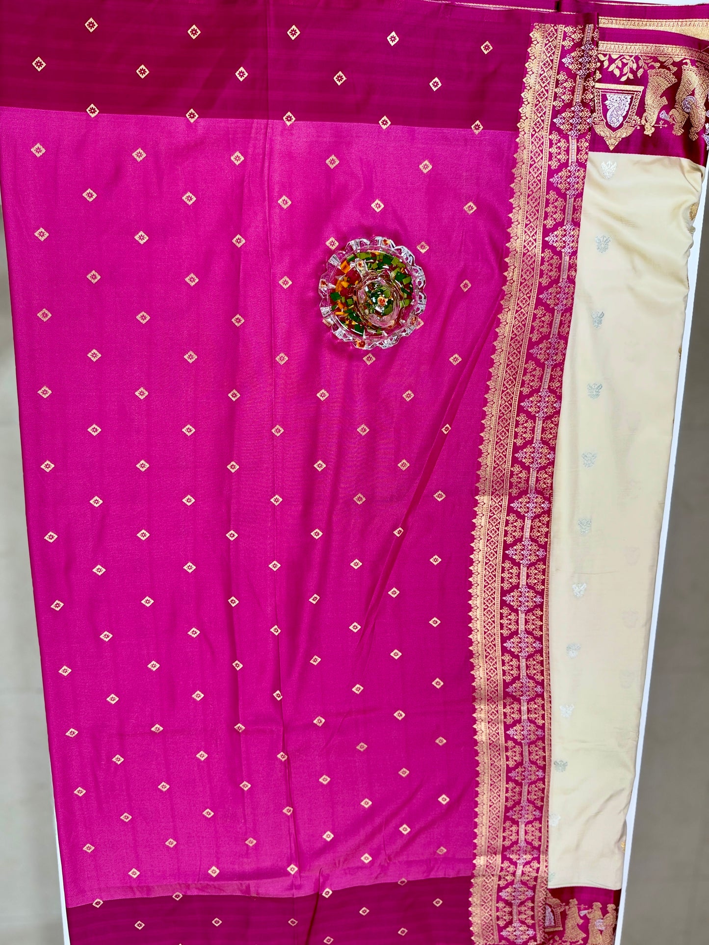 Mashru silk saree with Sindhu Ghaat zari weaving and blouse piece for women