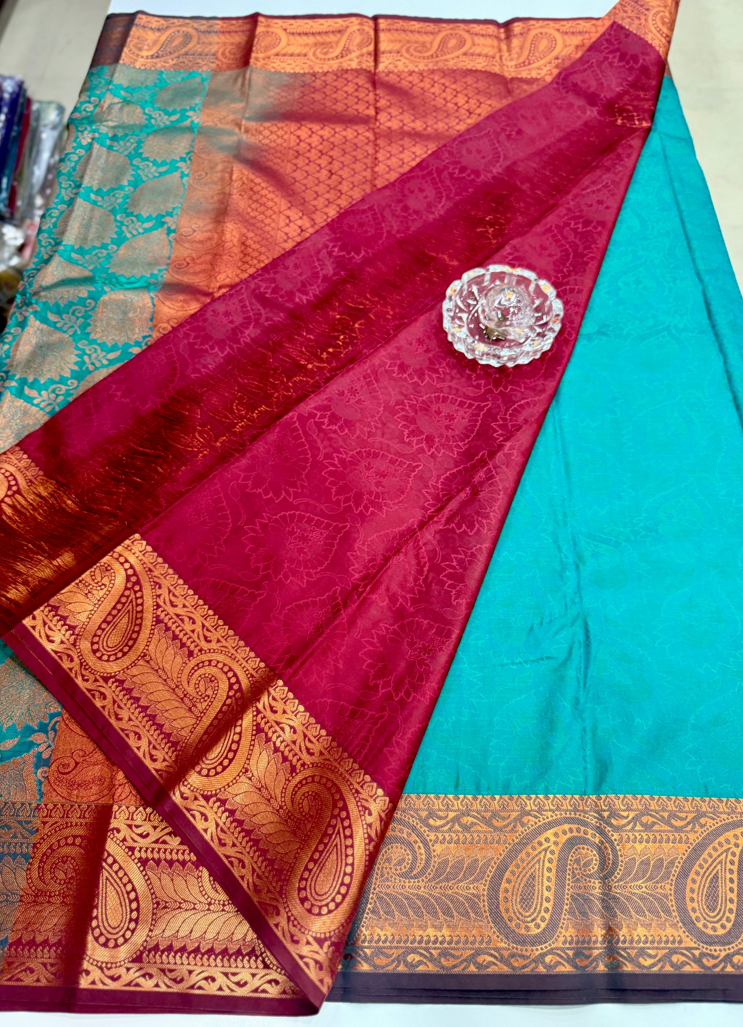 Bridal Soft Silk Saree with Jacquard Weaving & Contrast Border for Women