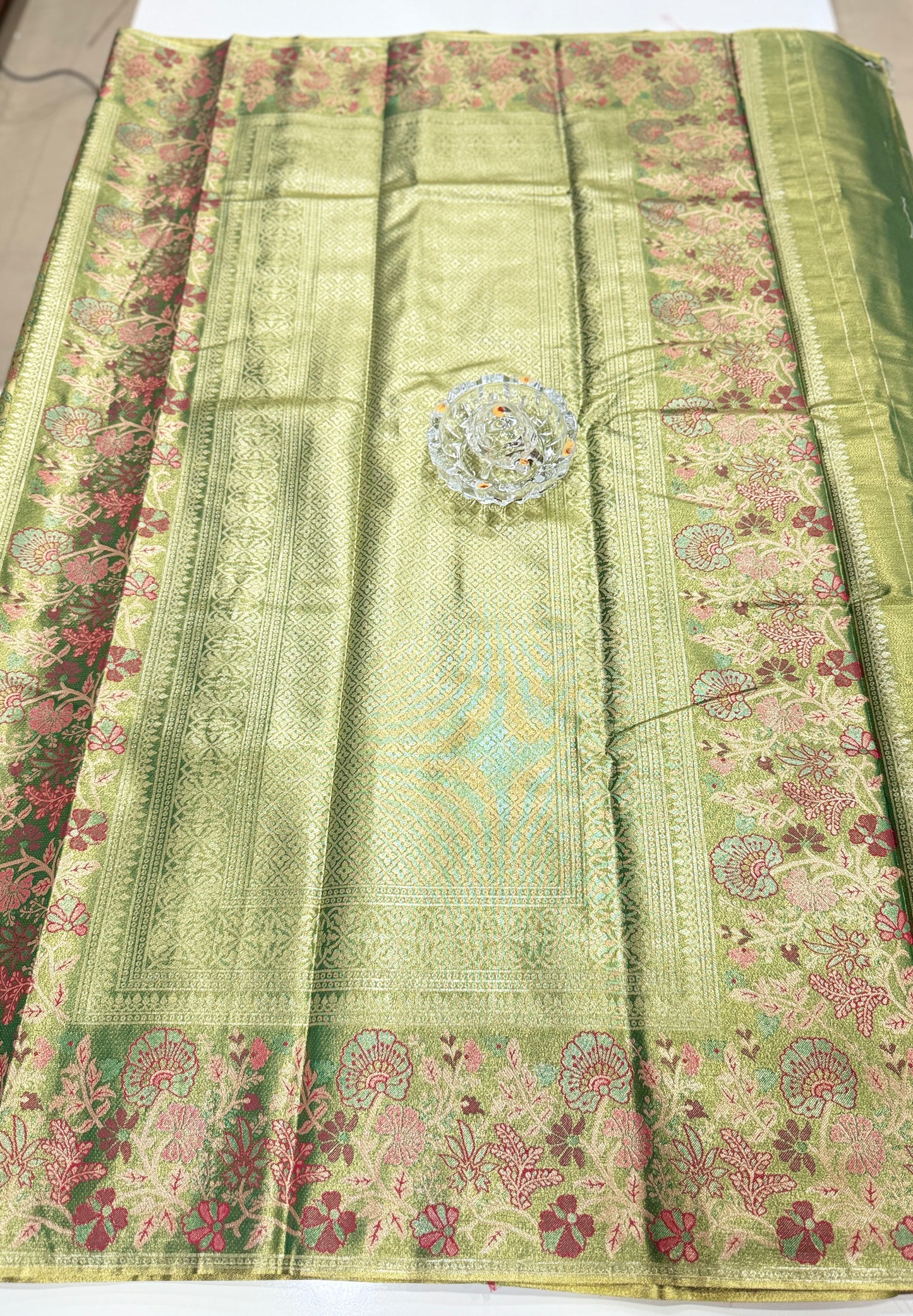 Dharmavaram Style Silk Saree with Zari Floral Weaving and Grand Pallu – Traditional Wedding Saree