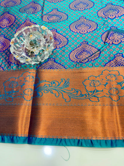 Bridal Soft Silk Saree with Jacquard Weaving & Contrast Border for Women