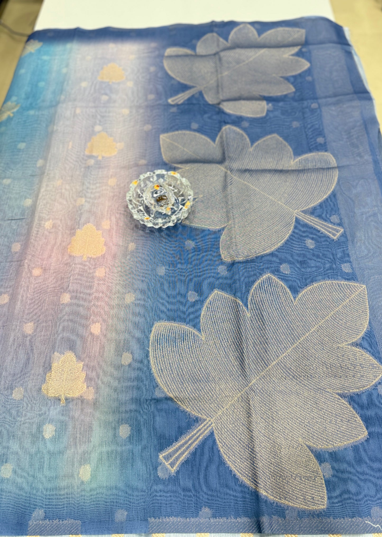 Soft Handloom style Silk Saree with Zari Leaf Weaving and Gradient Shading – Festive Wear Saree for Women