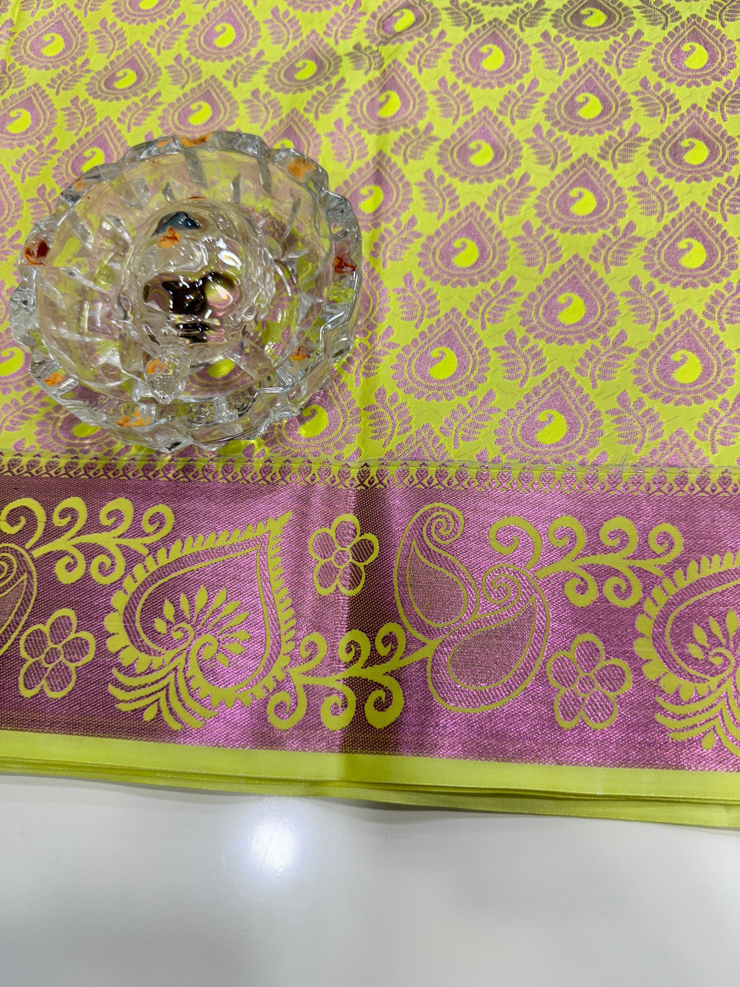 Bridal Soft Silk Saree with Jacquard Weaving & Contrast Border for Women