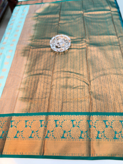 Kanchipuram Style Silk Saree with Rich Zari Border – Festive Wear