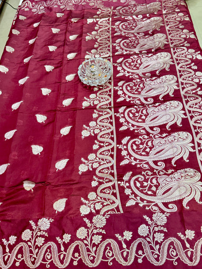 Pure Handloom Banarasi Raw Mango Silk Saree with Kaduwa Resham Zari and Silk Mark Certified Blouse