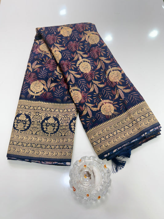 Pure Modal Silk Saree with Digital Print and Zari Border – Premium Festive Ethnic Saree for Women