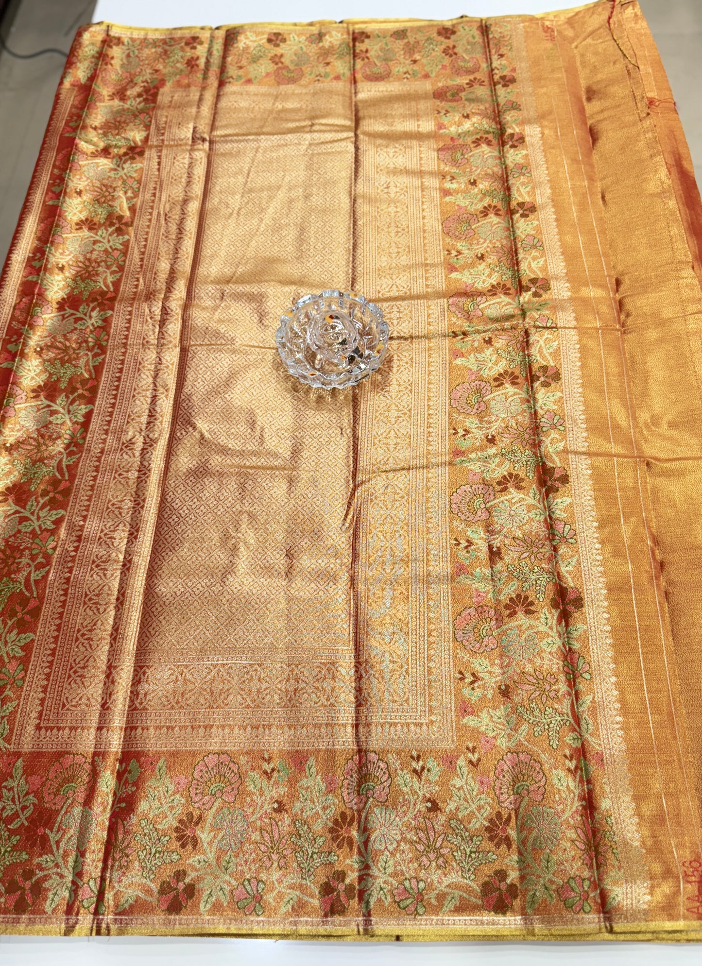 Dharmavaram Style Silk Saree with Zari Floral Weaving and Grand Pallu – Traditional Wedding Saree
