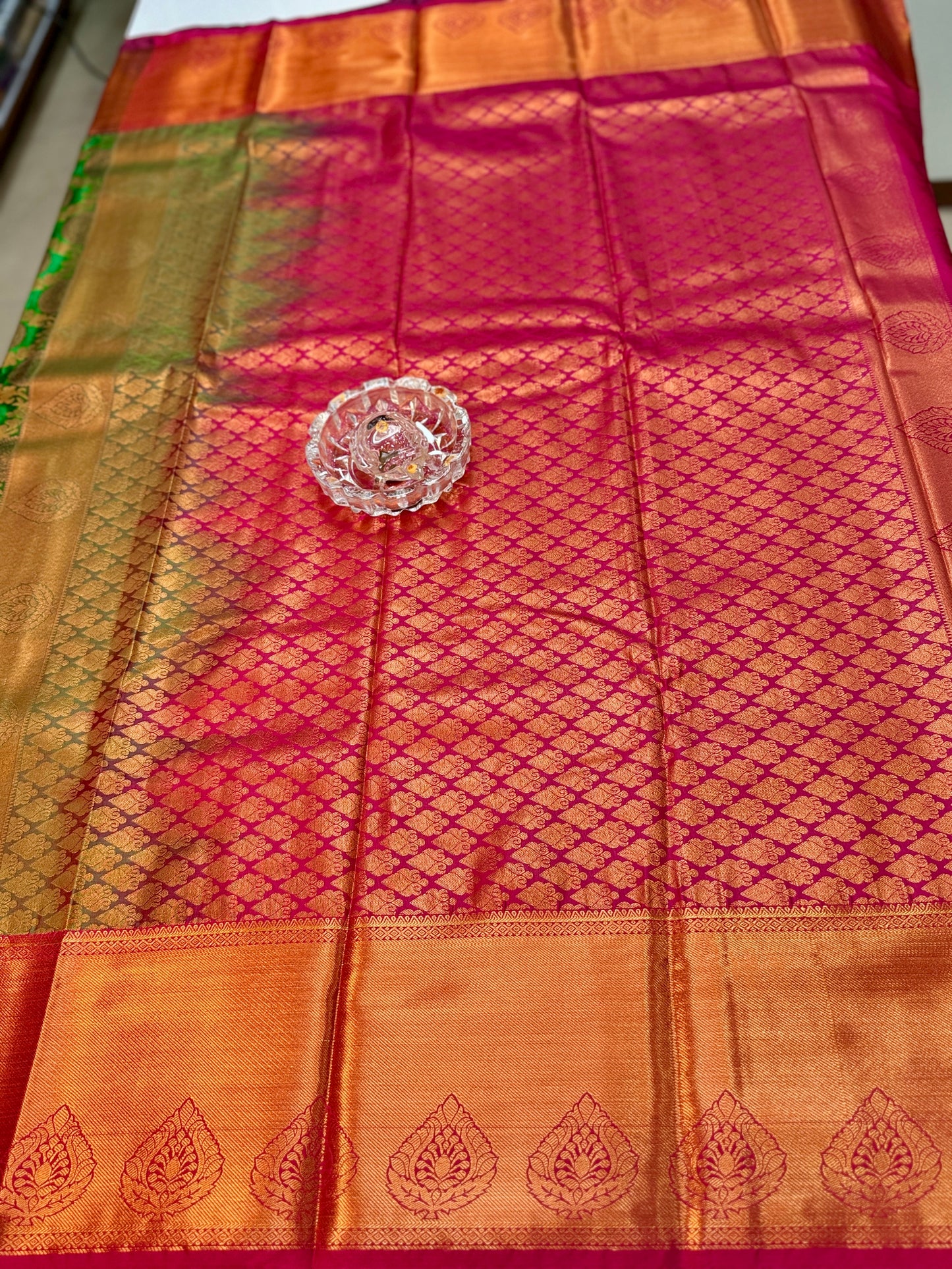 Bridal Kanchipuram Style Silk Saree with Rich Zari Border – Festive Wear