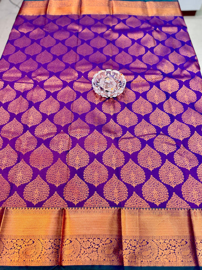 Kanchipuram Style Silk Saree with Rich Zari Border – Festive Wear