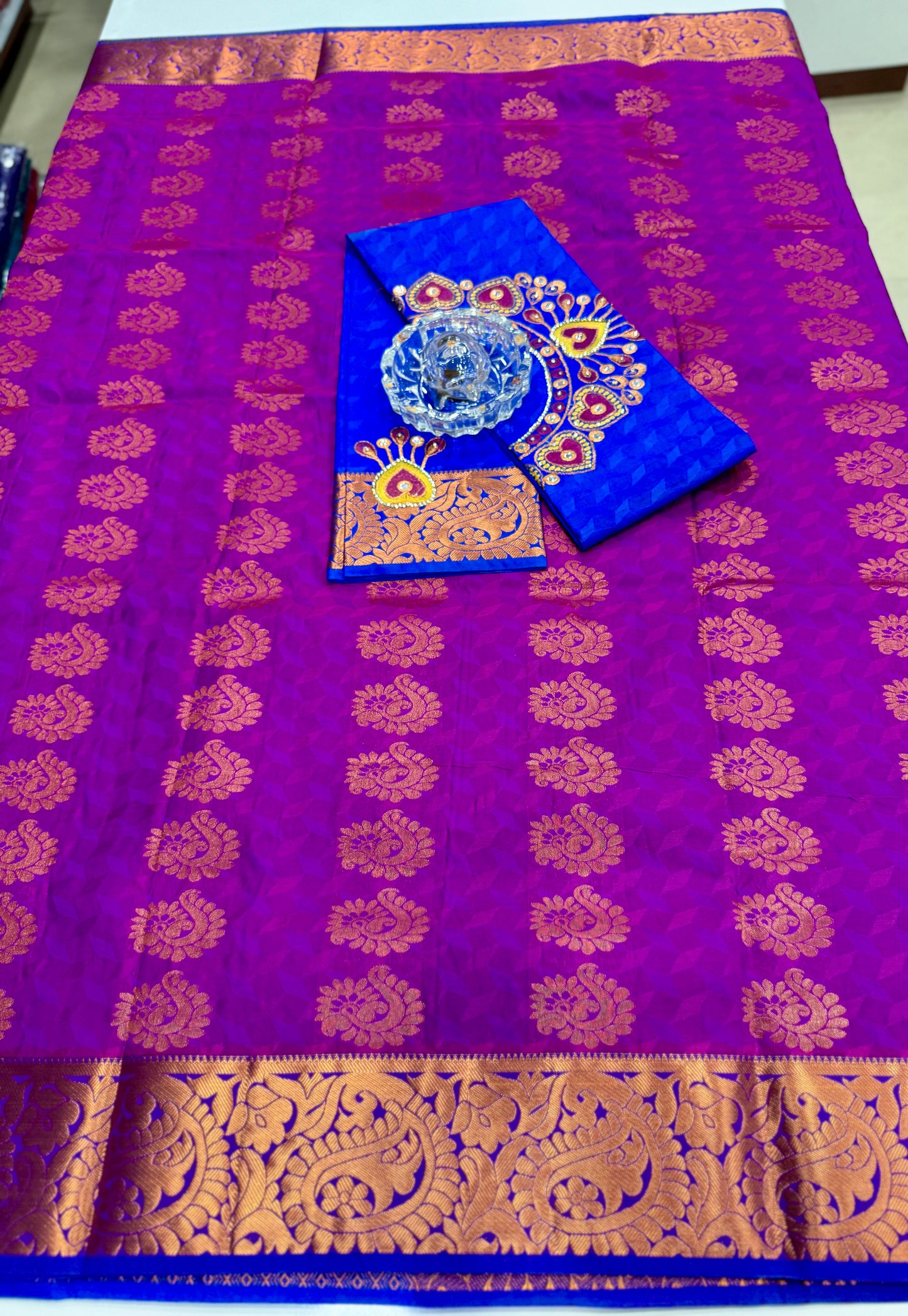 Soft Silk Saree with Cutwork and Stone Embellishments for Women