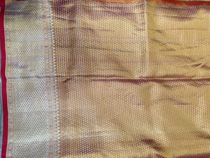 Handloom Edge-to-Edge Silk Saree with 2 Gram gold Zari Weaving – Kanchipuram Bridal Saree